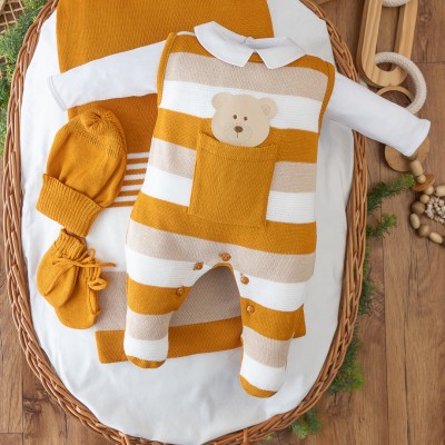  Saída de Maternidade Theodoro - Mostarda e Bege